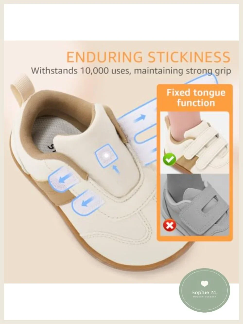 Toddler First Walk Sneakers Wide Toe Box Non-Slip Hook & Loop Breathable Canvas